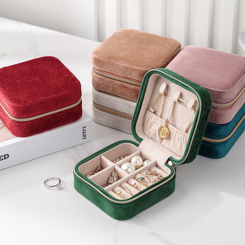  Plush Velvet Travel Jewelry Organizer Box